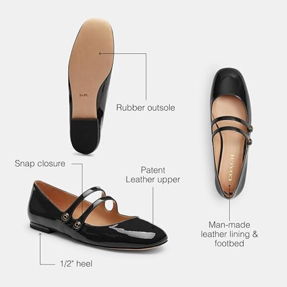 Coach Women's Winley Mary Jane flats Shoes Size 9.5 Anthracite - Picture 2 of 5